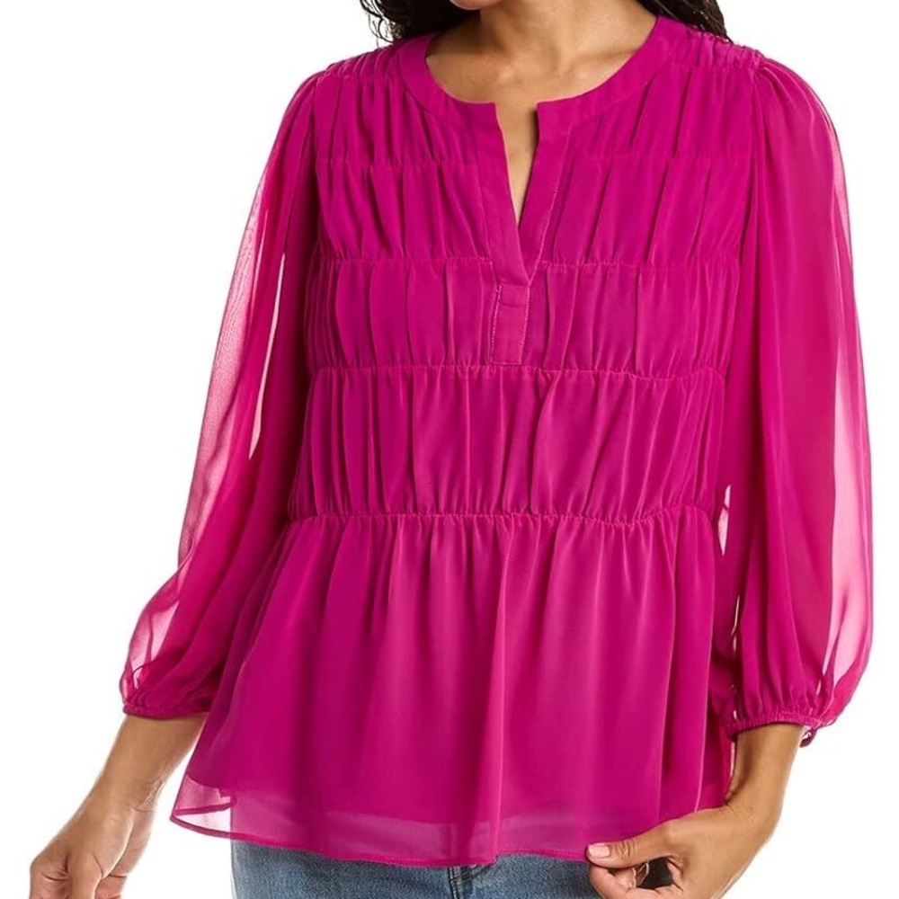 Trina Turk  Blouse Bohemian Size S Fuchsia